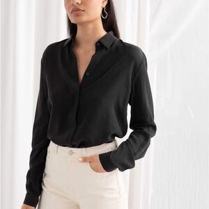 & Other Stories Straight Fit Silk Button Down Shirt